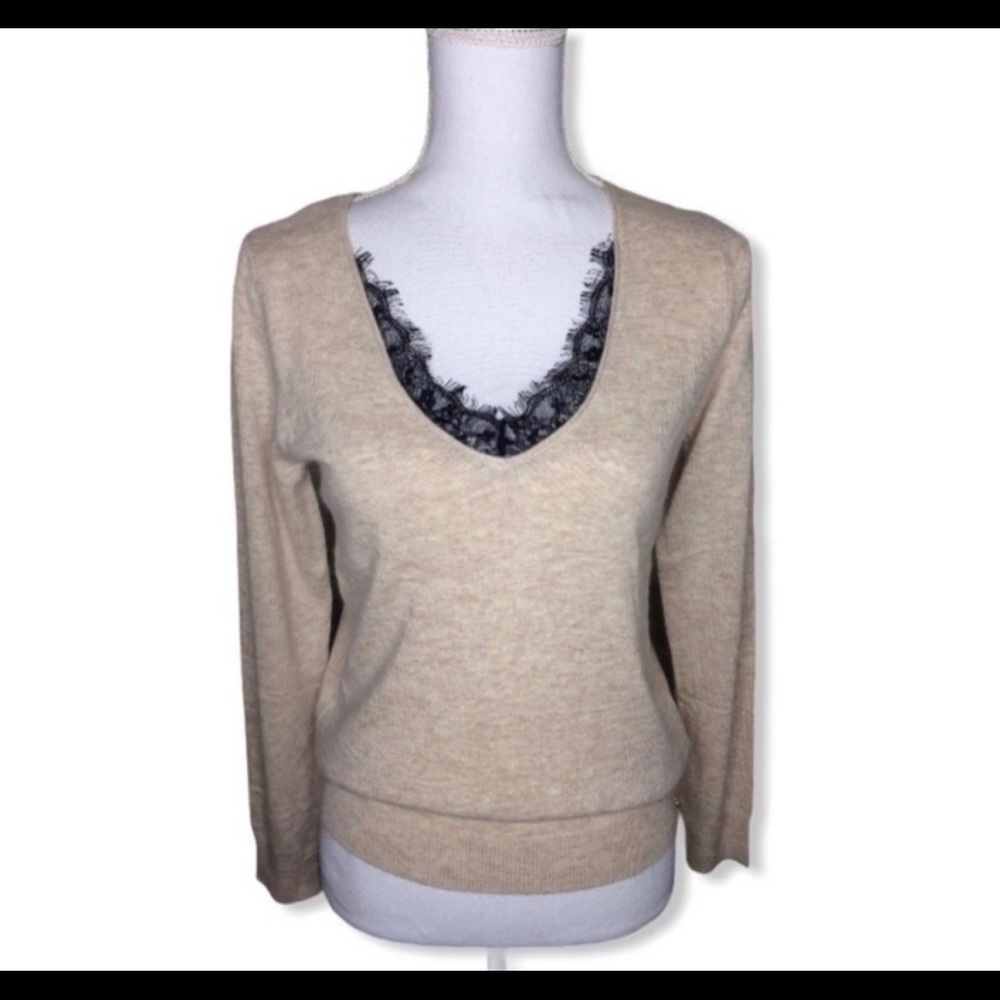 Beige Front Lace Angora Sweater size medium